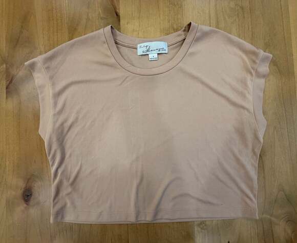 Vintage Havana Tops - Vintage Havana Crop Top Size S Taupe Short Sleeve Tee